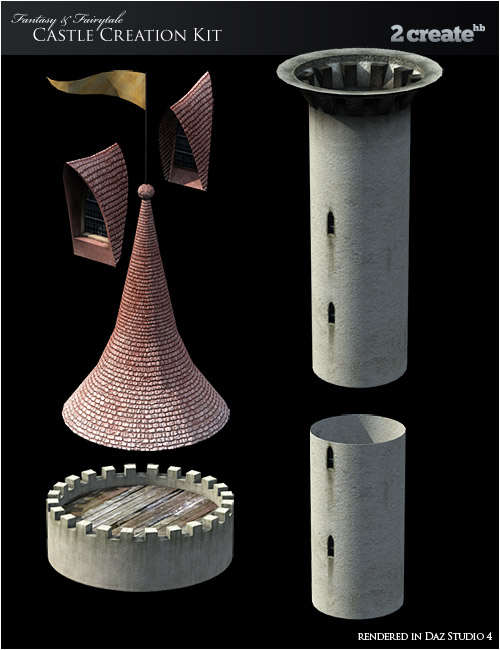 Fantasy and Fairytale Castle Creation Kit Fantasy and Fairytale Castle Creation Kit by: 2 create HB, 3D Models by Daz 3D