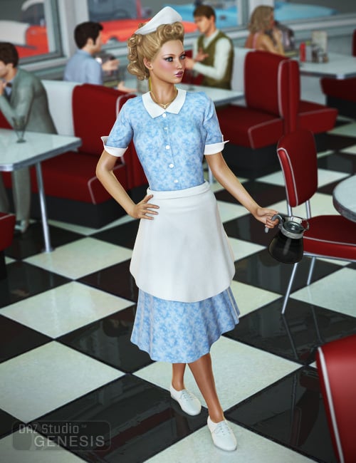 Diner Waitress for Genesis Female Diner Waitress for Genesis Female by: Ravenhair, 3D Models by Daz 3D