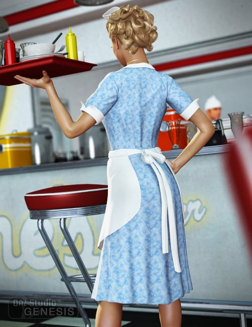 Diner Waitress for Genesis Female by: Ravenhair, 3D Models by Daz 3D