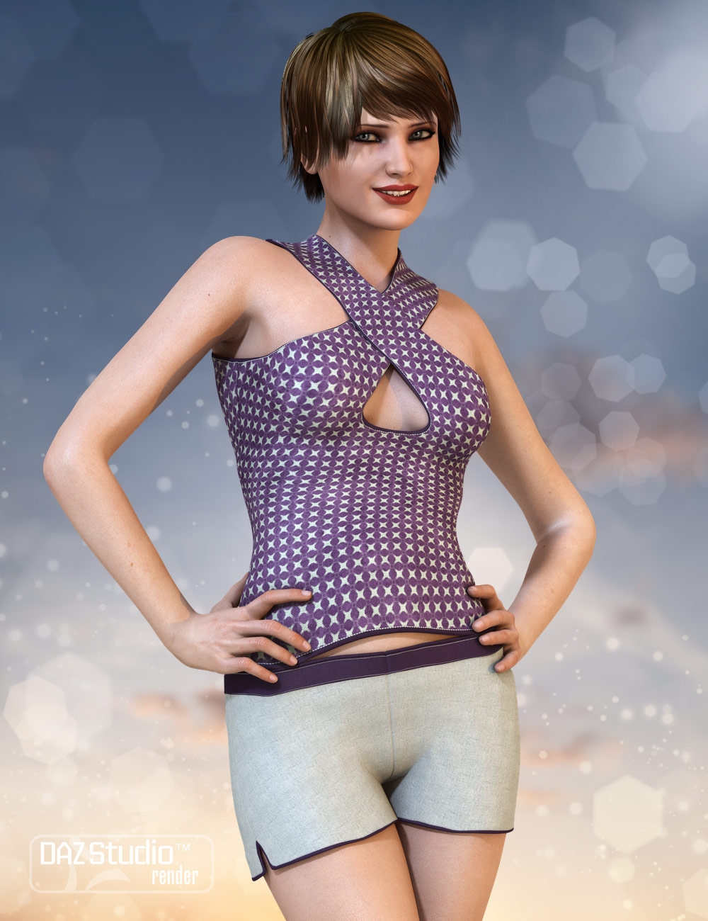 Casual Halter and Shorts Textures by: Sarsa, 3D Models by Daz 3D