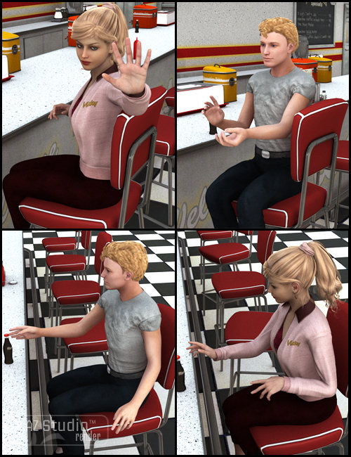 Genesis Poses for Moonshine's Diner Int Ext by: Digiport, 3D Models by Daz 3D