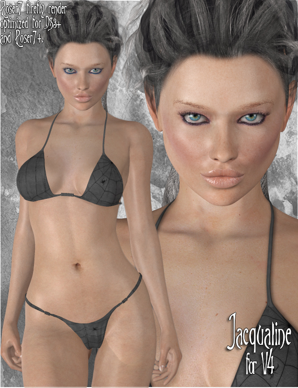 Jaqualine for V4 by: Morris, 3D Models by Daz 3D