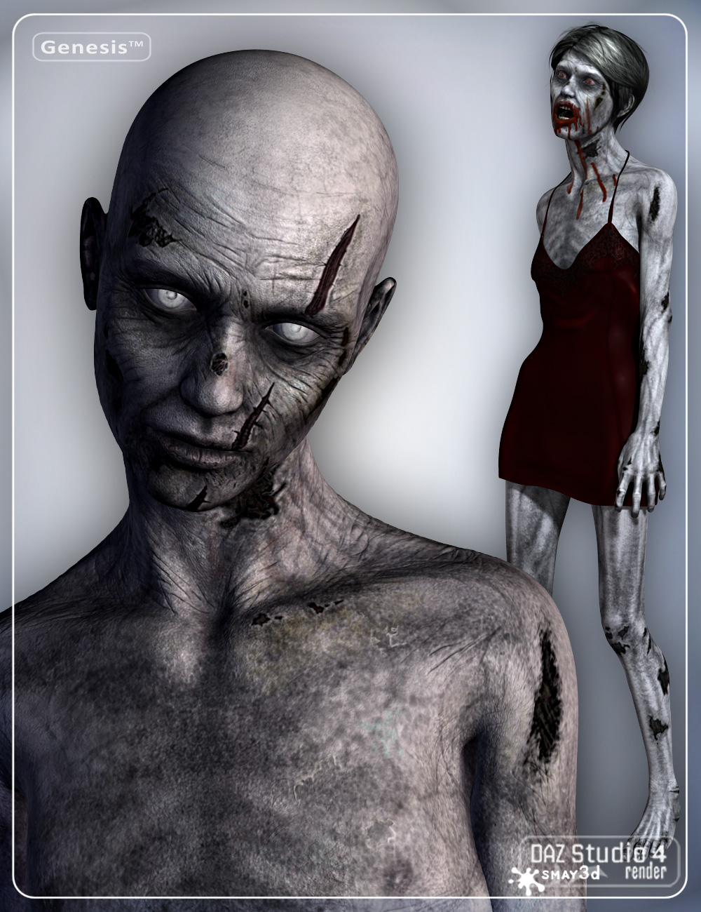 Zombie for Genesis and M4 by: smay, 3D Models by Daz 3D