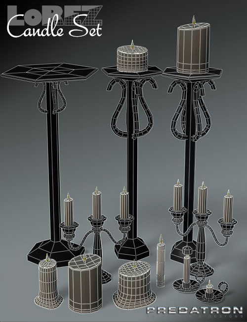LoREZ Candle Set by: Predatron, 3D Models by Daz 3D