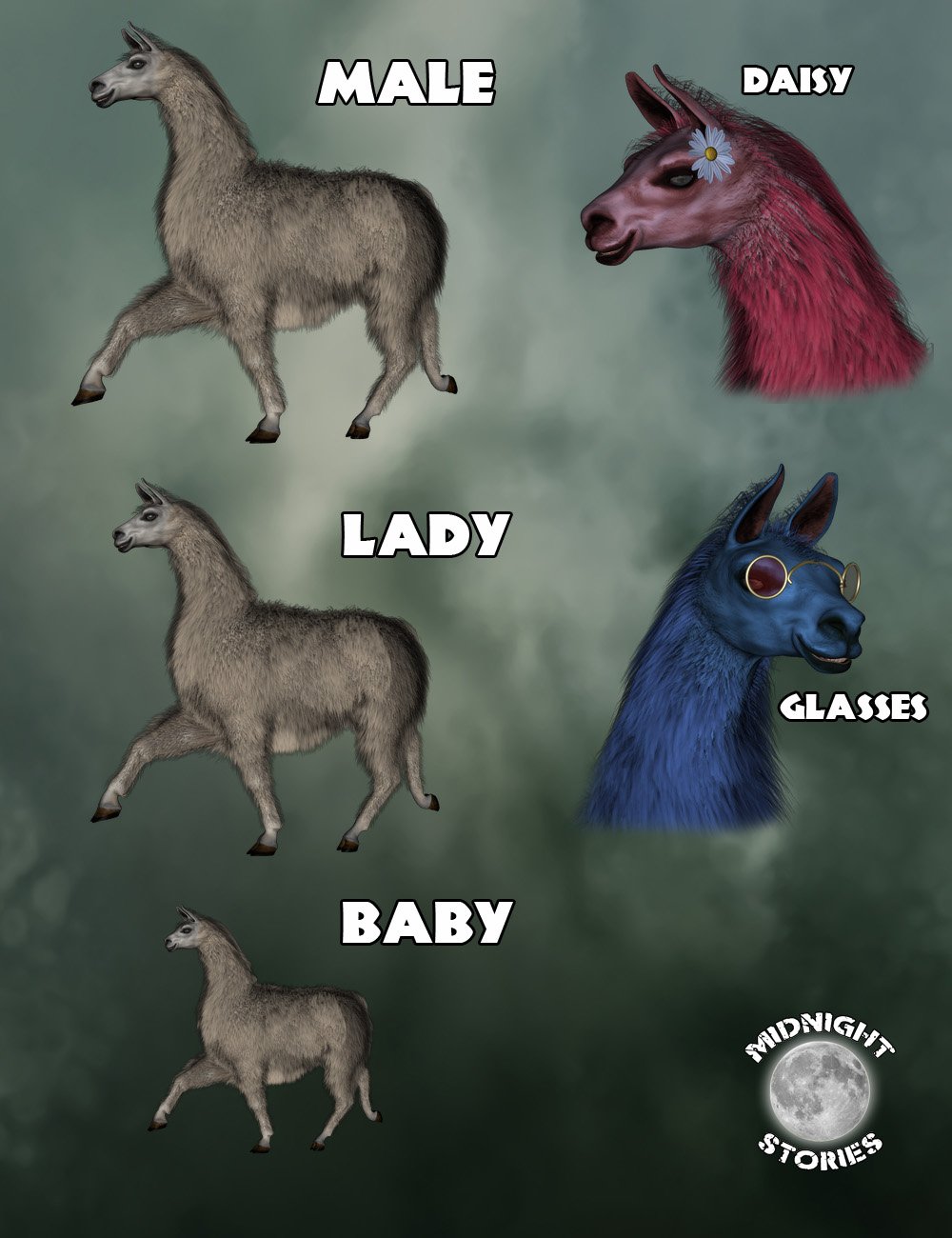 Lovable Llamas Lovable Llamas by: midnight_stories, 3D Models by Daz 3D