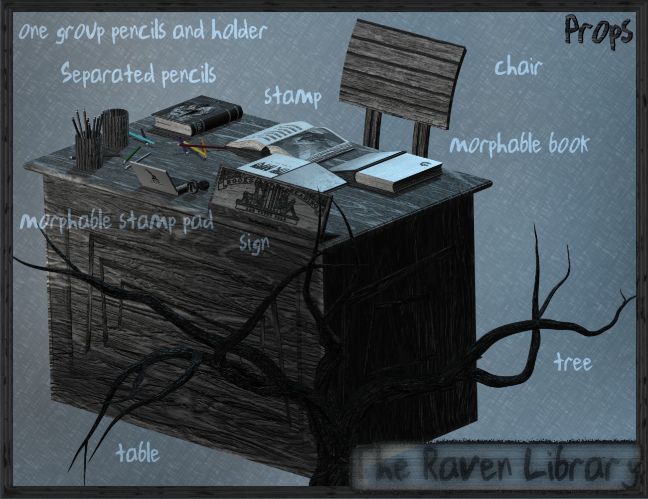 The Raven Library The Raven Library by: 3D-GHDesign, 3D Models by Daz 3D