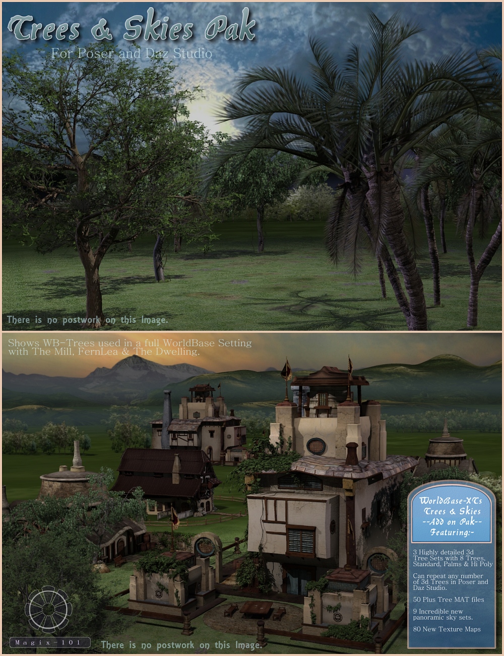 Trees and Skies Pak for WorldBase-XT Trees and Skies Pak for WorldBase-XT by: Magix 101, 3D Models by Daz 3D