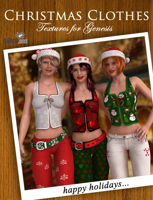 Christmas Hat and Clothes Textures For Genesis by: SilvaAnt3d, 3D Models by Daz 3D