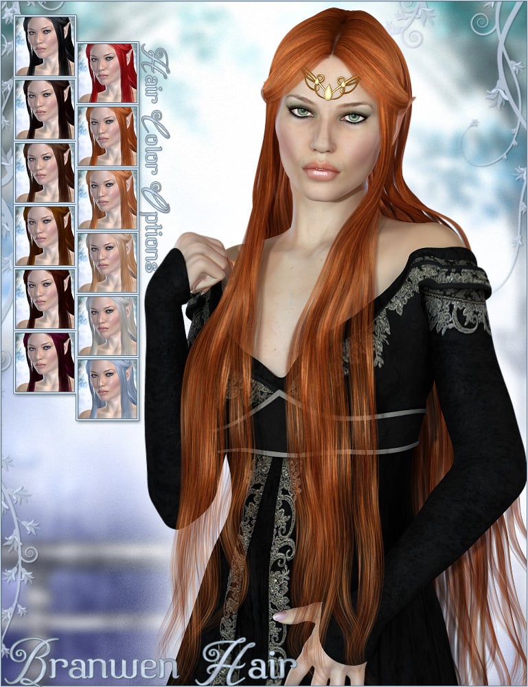 Branwen Hair by: Valea, 3D Models by Daz 3D