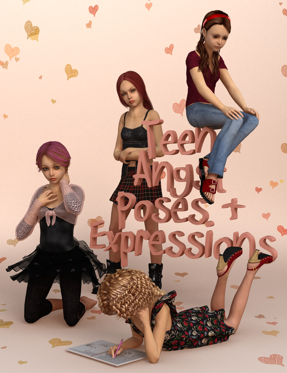 Teen Angst Poses and Expressions by: Canary3d, 3D Models by Daz 3D