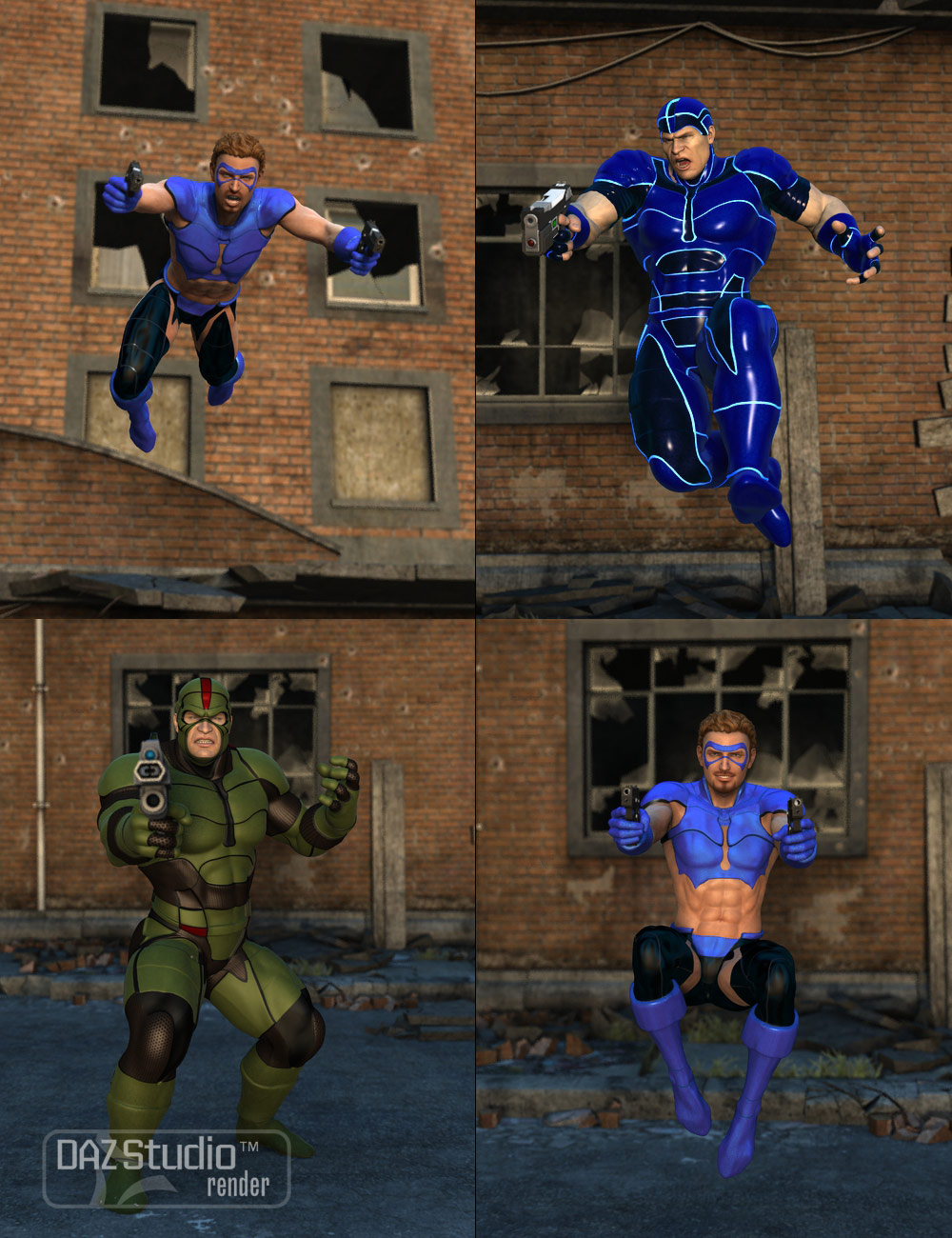Action Men Poses for Freak 5 and Michael 5 by: Muscleman, 3D Models by Daz 3D