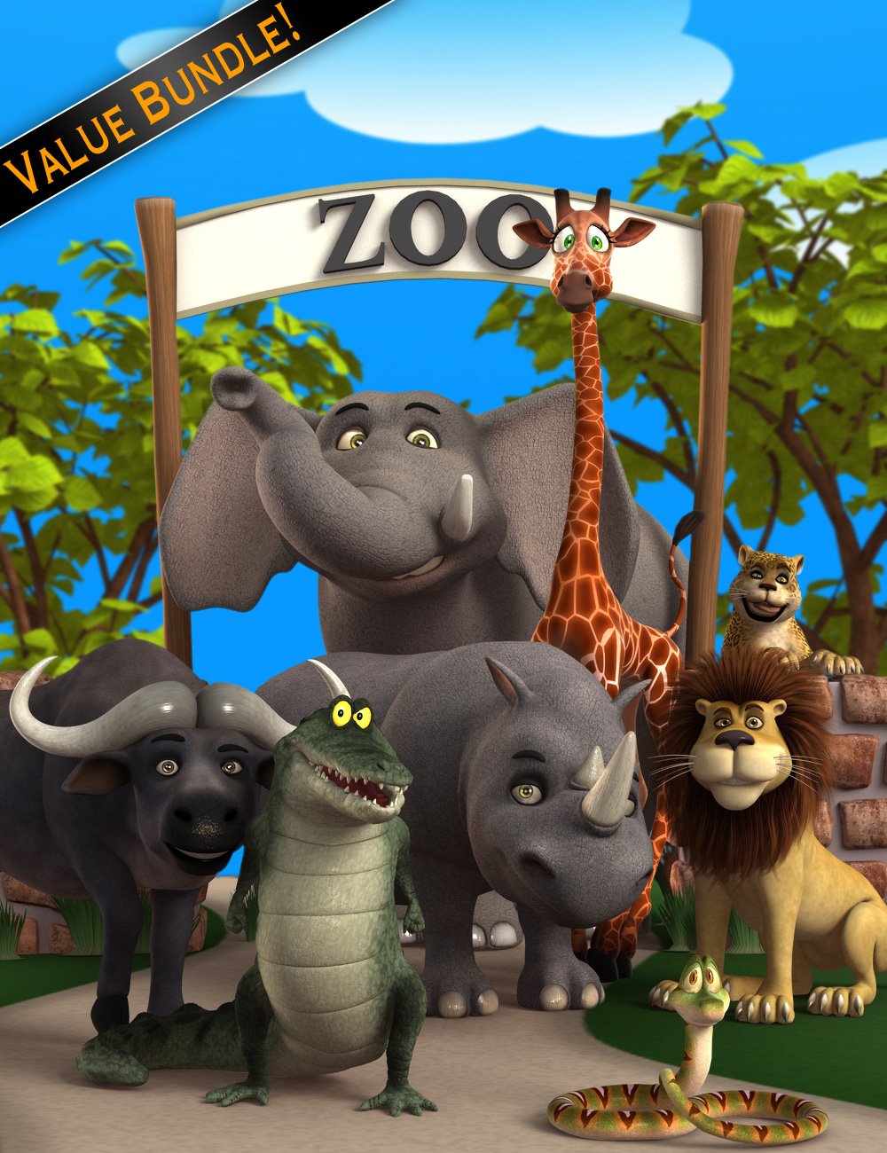 At The Zoo Bundle by: 3D Universe, 3D Models by Daz 3D