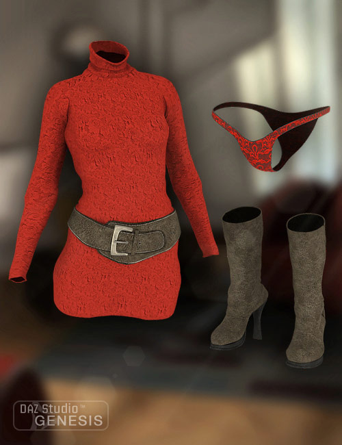 Turtleneck Sweater Dress by: SarsaVal3dart, 3D Models by Daz 3D