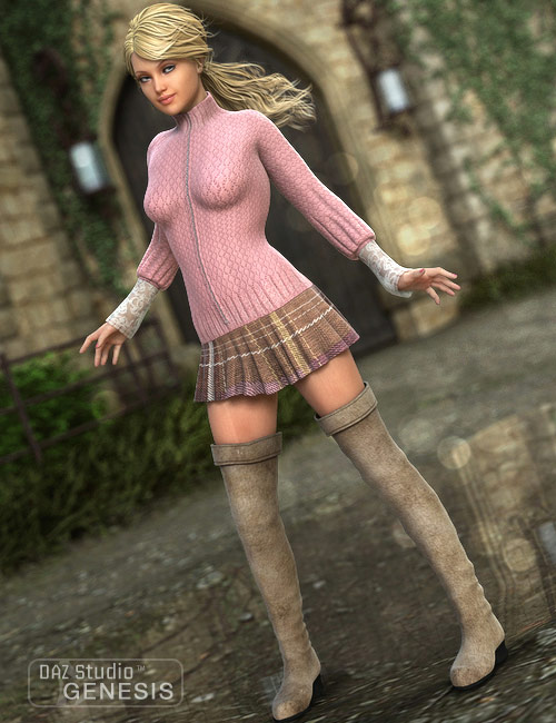 Puffy Sleeves with Thigh Boots Outfit by: Xena, 3D Models by Daz 3D