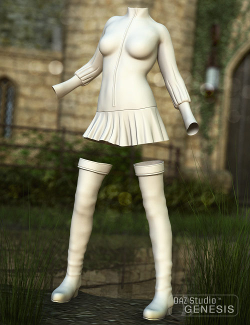 Puffy Sleeves with Thigh Boots Outfit by: Xena, 3D Models by Daz 3D