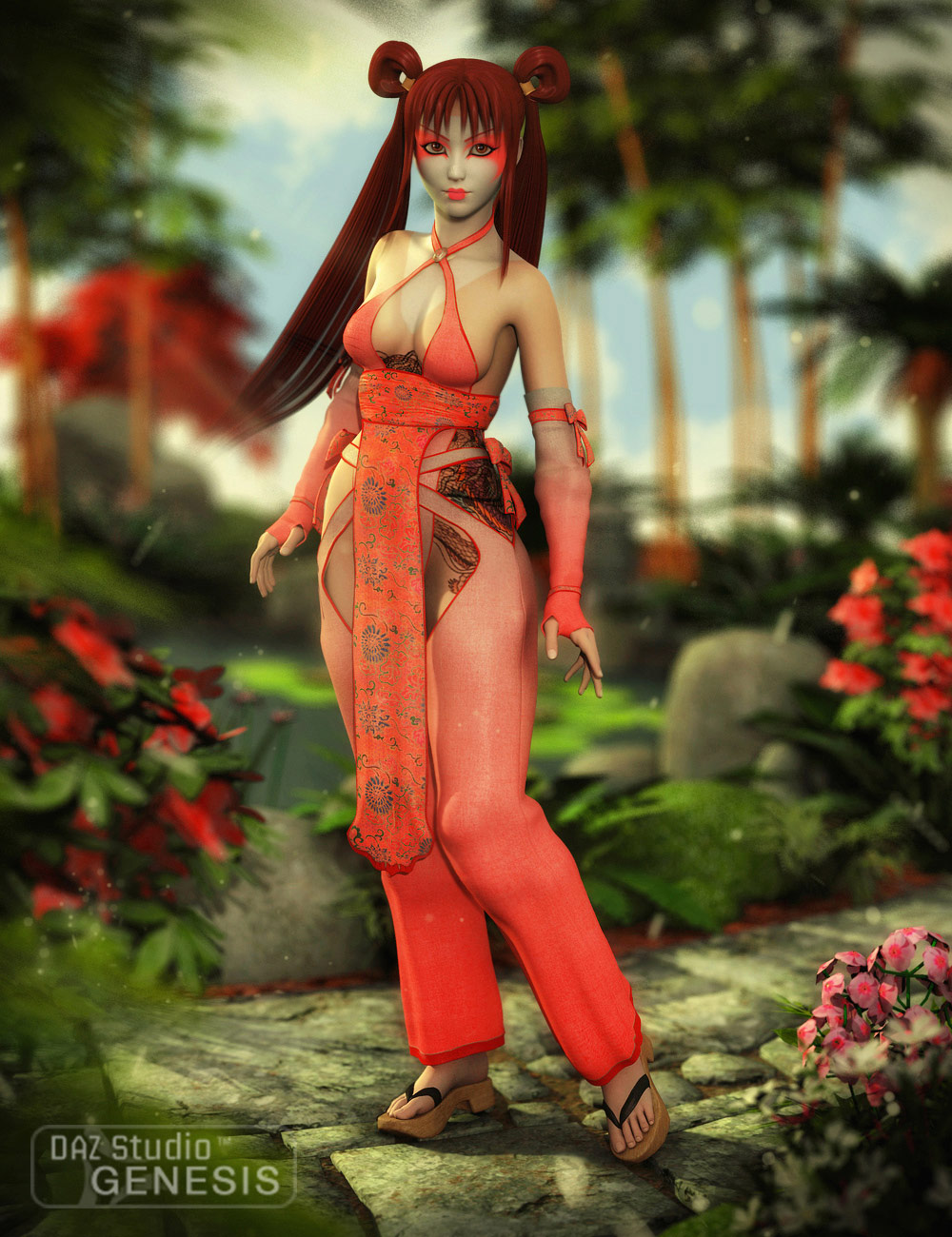 Flowering Dragon Asian Outfit by: , 3D Models by Daz 3D