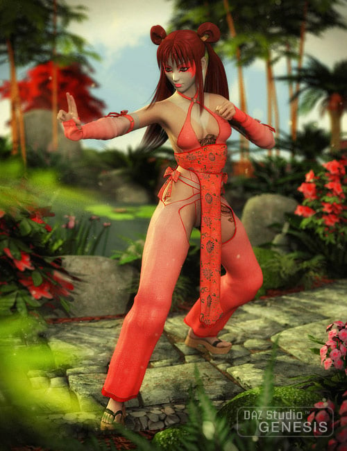 Flowering Dragon Asian Outfit by: , 3D Models by Daz 3D