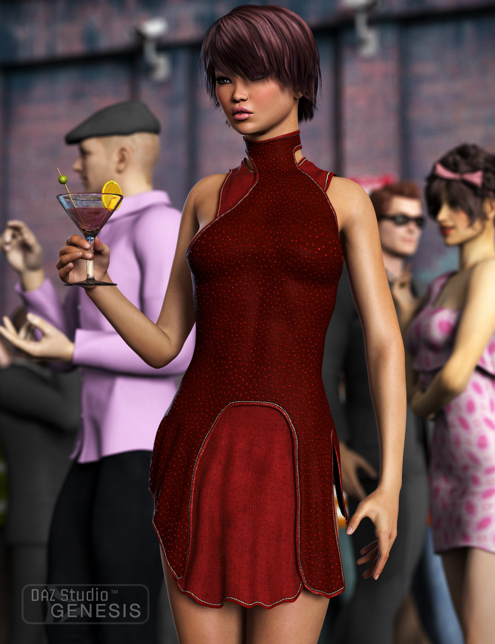 Laced-back Party Dress by: Barbara BrundonSarsa, 3D Models by Daz 3D