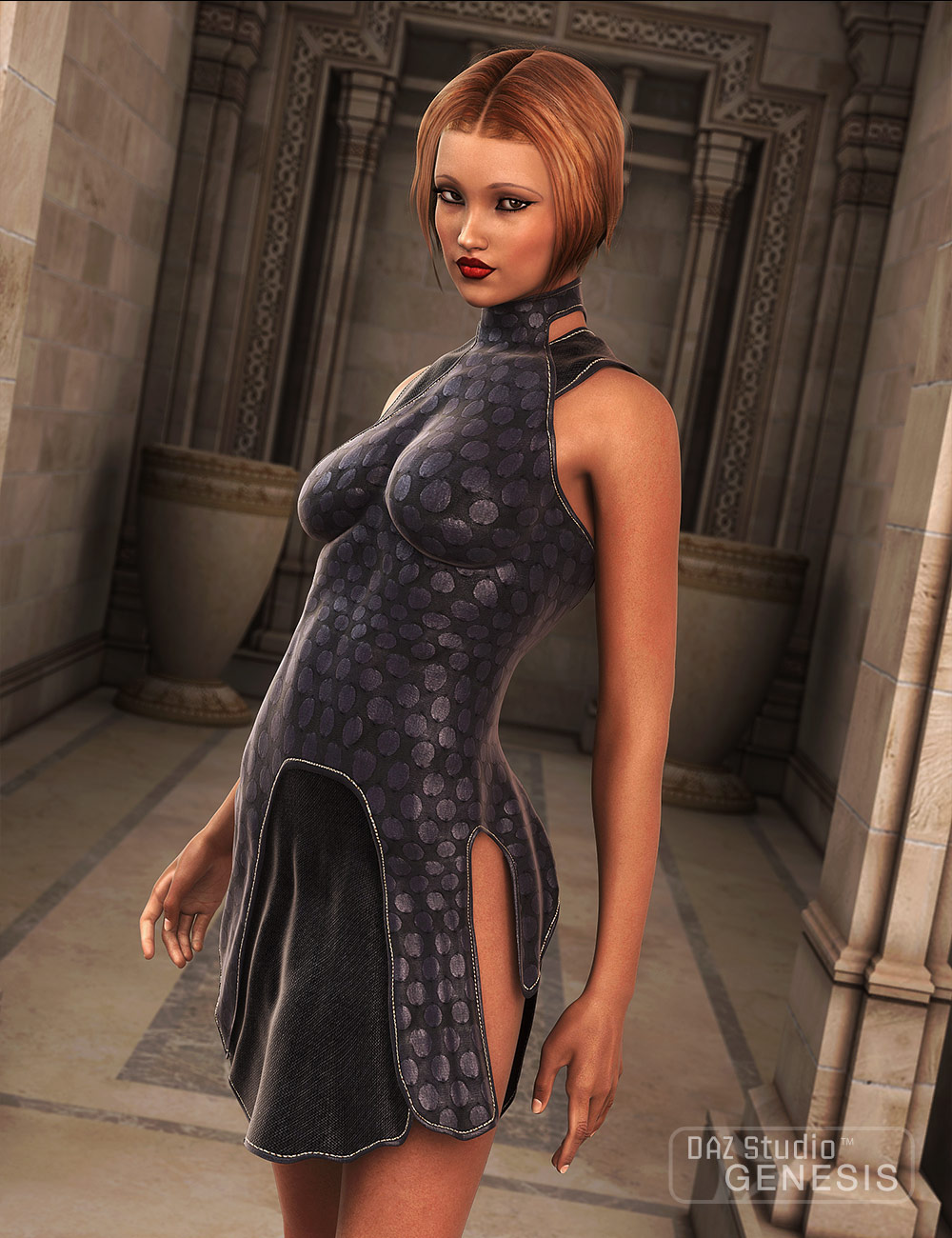 Laced-back Party Dress Textures by: Sarsa, 3D Models by Daz 3D