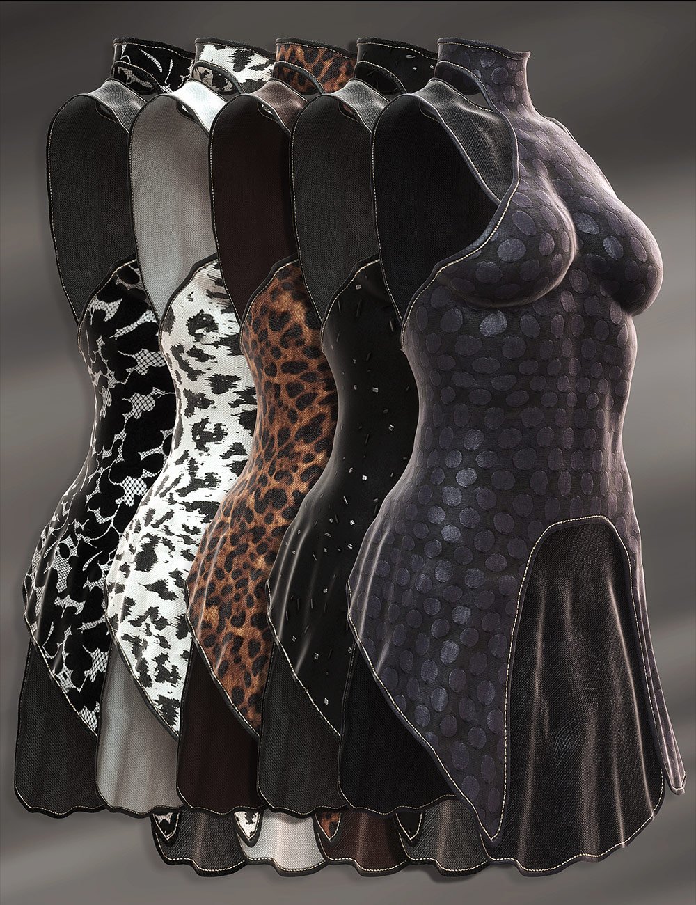 Laced-back Party Dress Textures by: Sarsa, 3D Models by Daz 3D