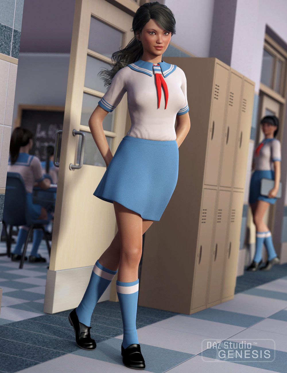 Japanese School Uniform by: Oskarsson, 3D Models by Daz 3D