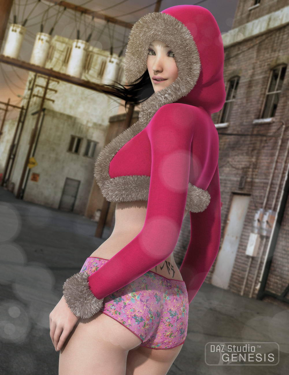 Hoodie and Hot Pants Set by: SarsaXena, 3D Models by Daz 3D
