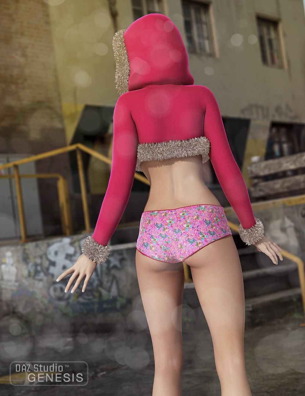 Hoodie and Hot Pants Set by: SarsaXena, 3D Models by Daz 3D