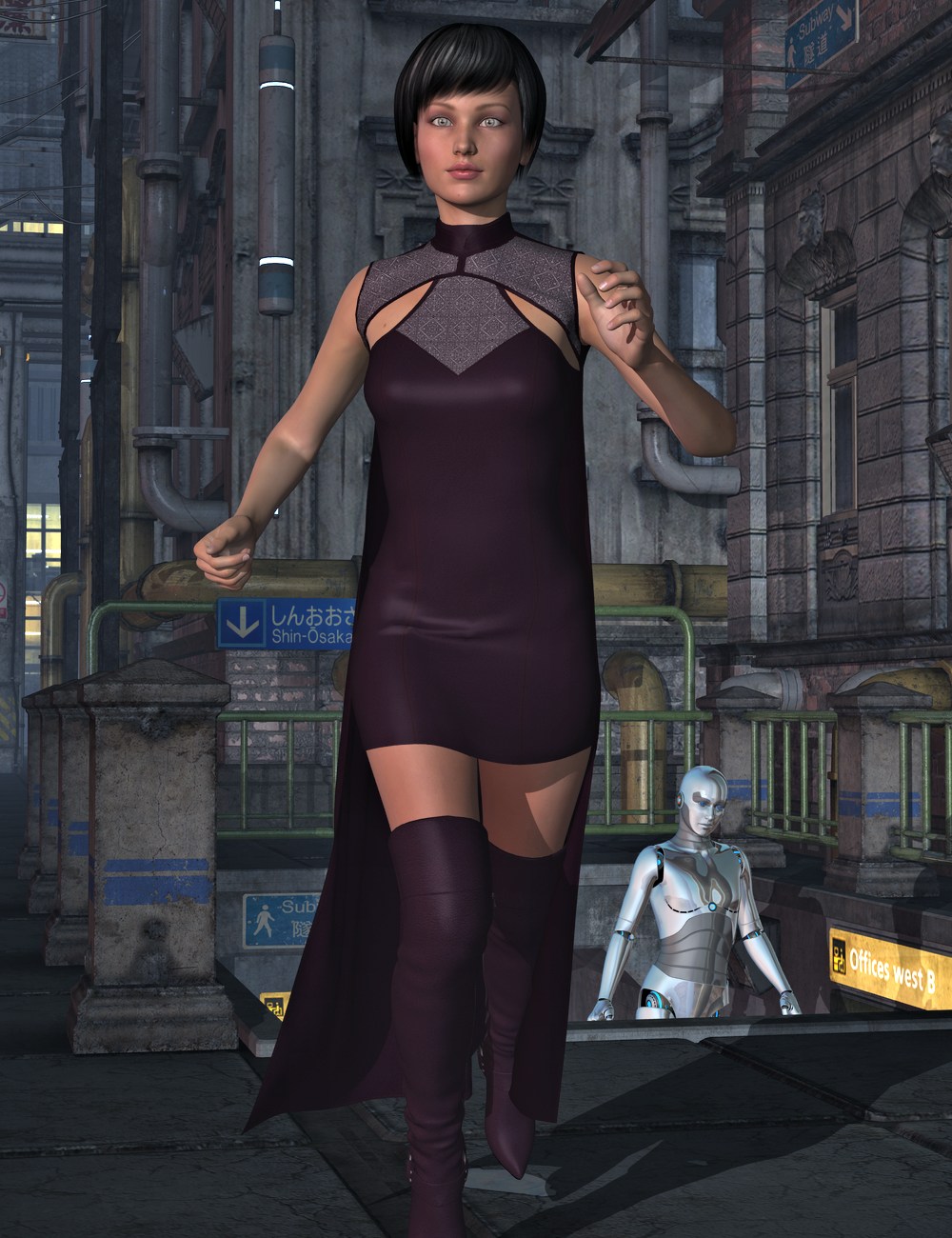 Mara Dynamic Cape and Dress by: KhoryOptiTex, 3D Models by Daz 3D