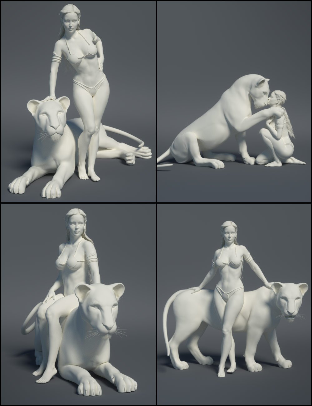 Lady and the Lion Poses for Olympia and the DAZ Big Cat 2 by: Morris, 3D Models by Daz 3D