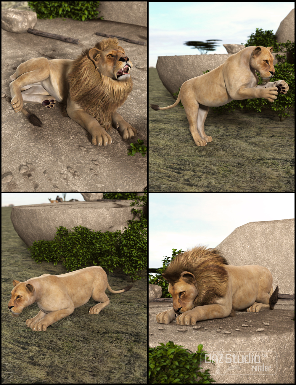 Mighty King Poses for the DAZ Big Cat 2 by: JGreenlees, 3D Models by Daz 3D