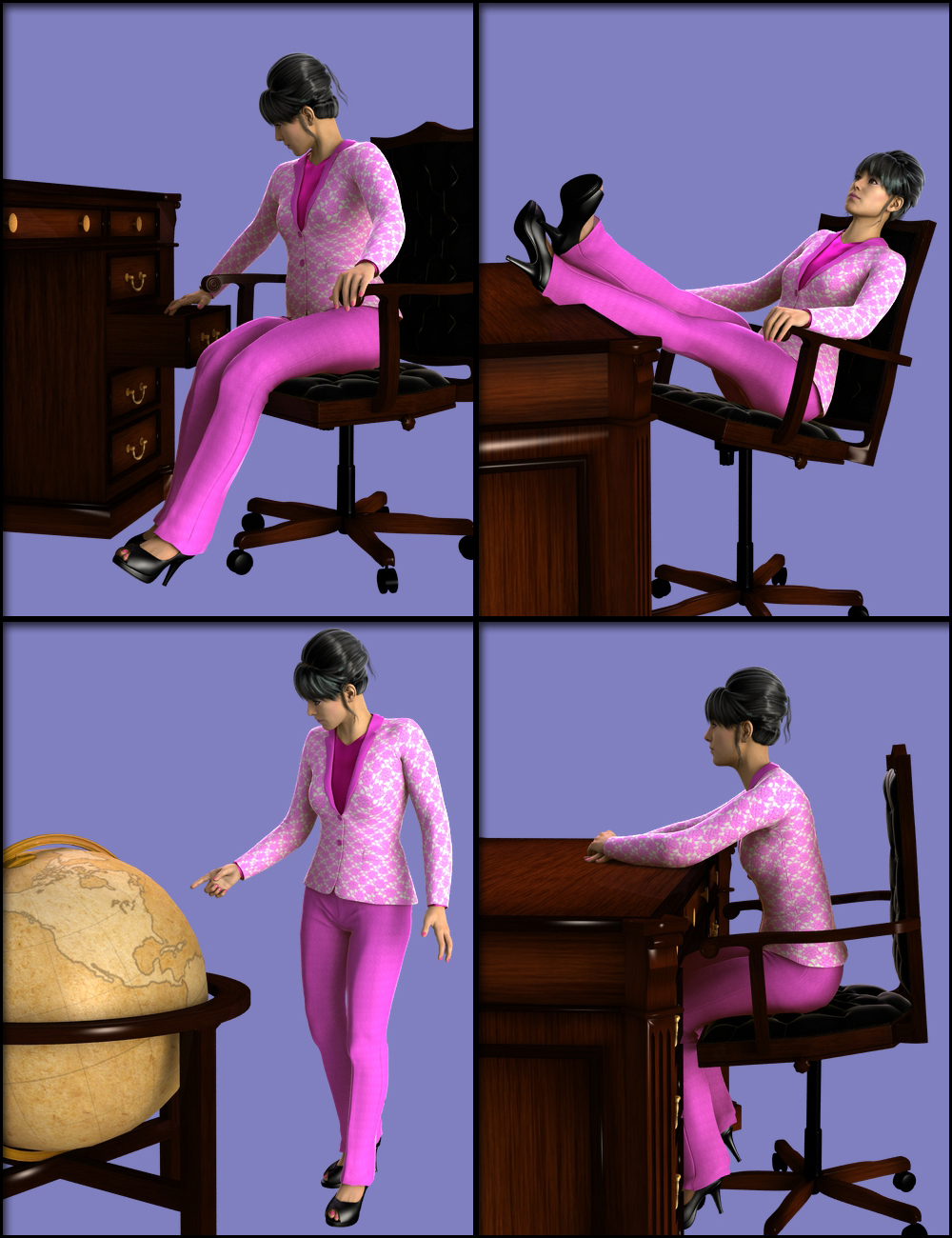 Power Office Poses by: , 3D Models by Daz 3D