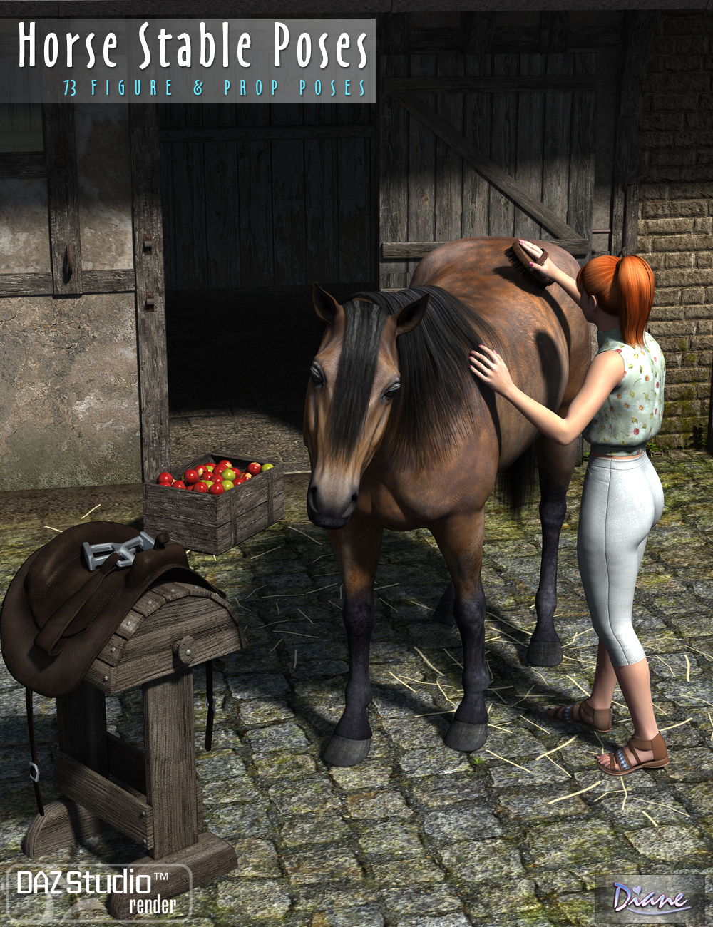 Horse Stable Poses by: Diane, 3D Models by Daz 3D