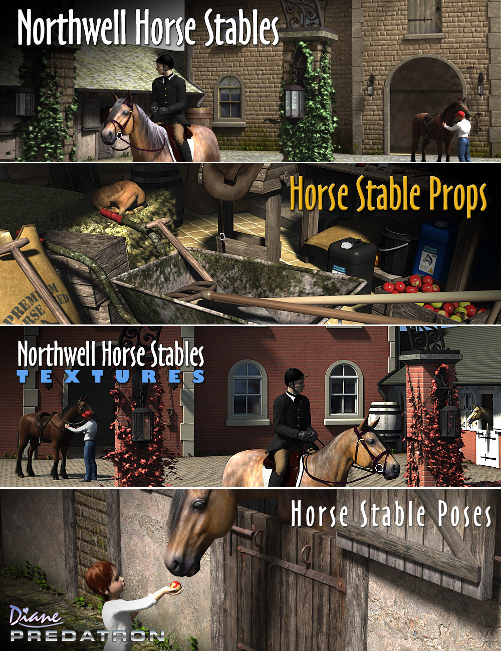 Horse Stables Bundle by: DianePredatron, 3D Models by Daz 3D