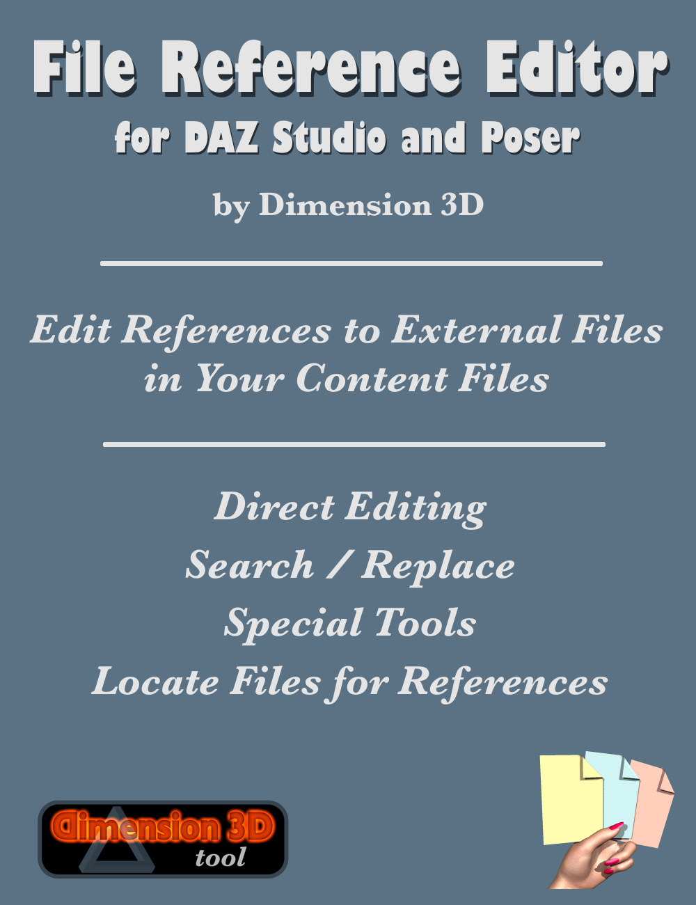 File Reference Editor by: Dimension3D, 3D Models by Daz 3D
