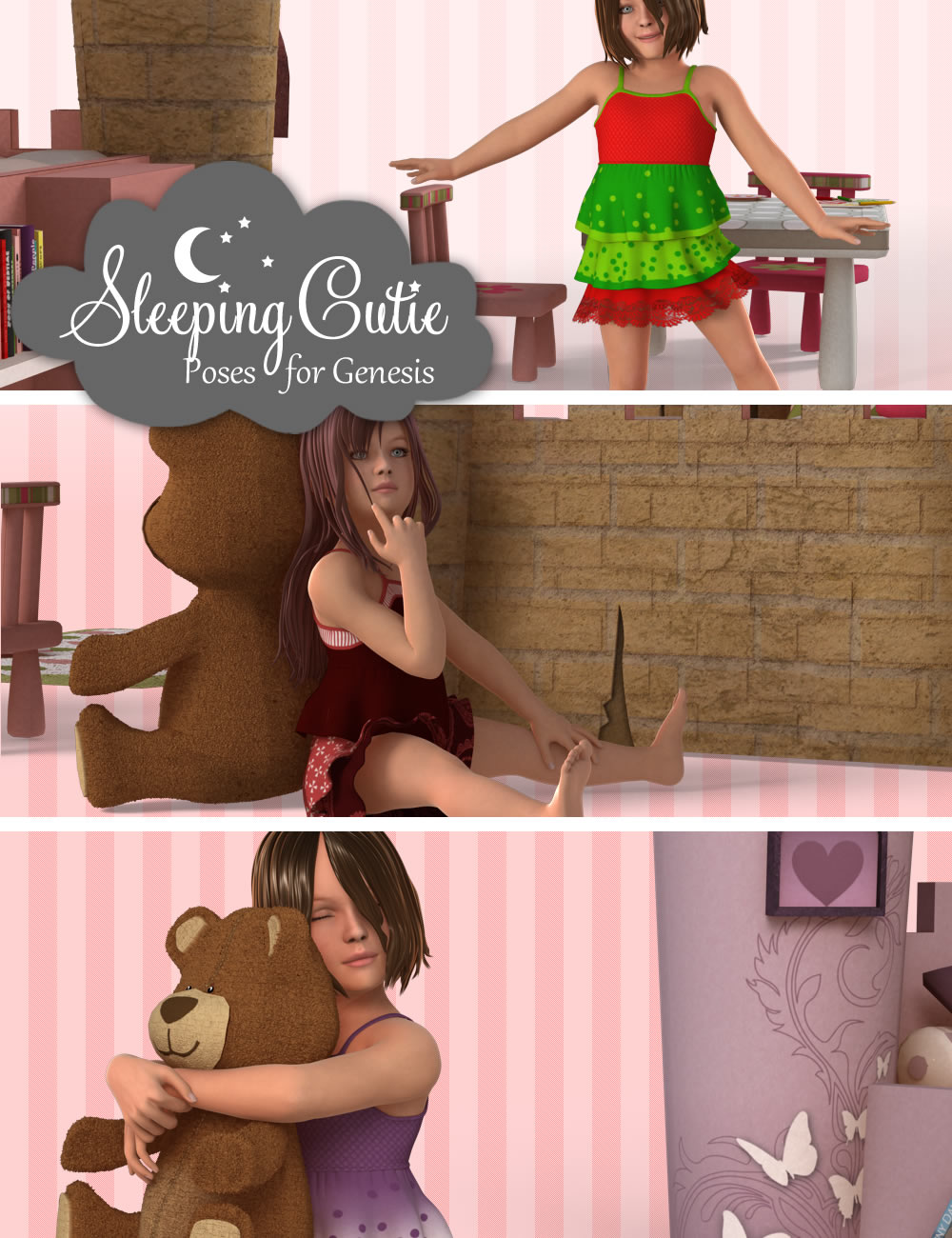 Sleeping Cutie Poses for Genesis by: SilvaAnt3d, 3D Models by Daz 3D