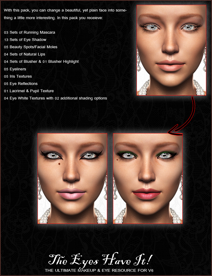 Victoria 6 Merchant Essentials Eyes and Makeup Victoria 6 Merchant Essentials Eyes and Makeup by: ForbiddenWhispers, 3D Models by Daz 3D