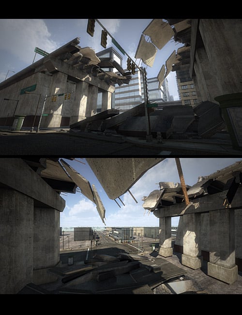 In The City: Destroyed Bridge by: Dreamlight, 3D Models by Daz 3D