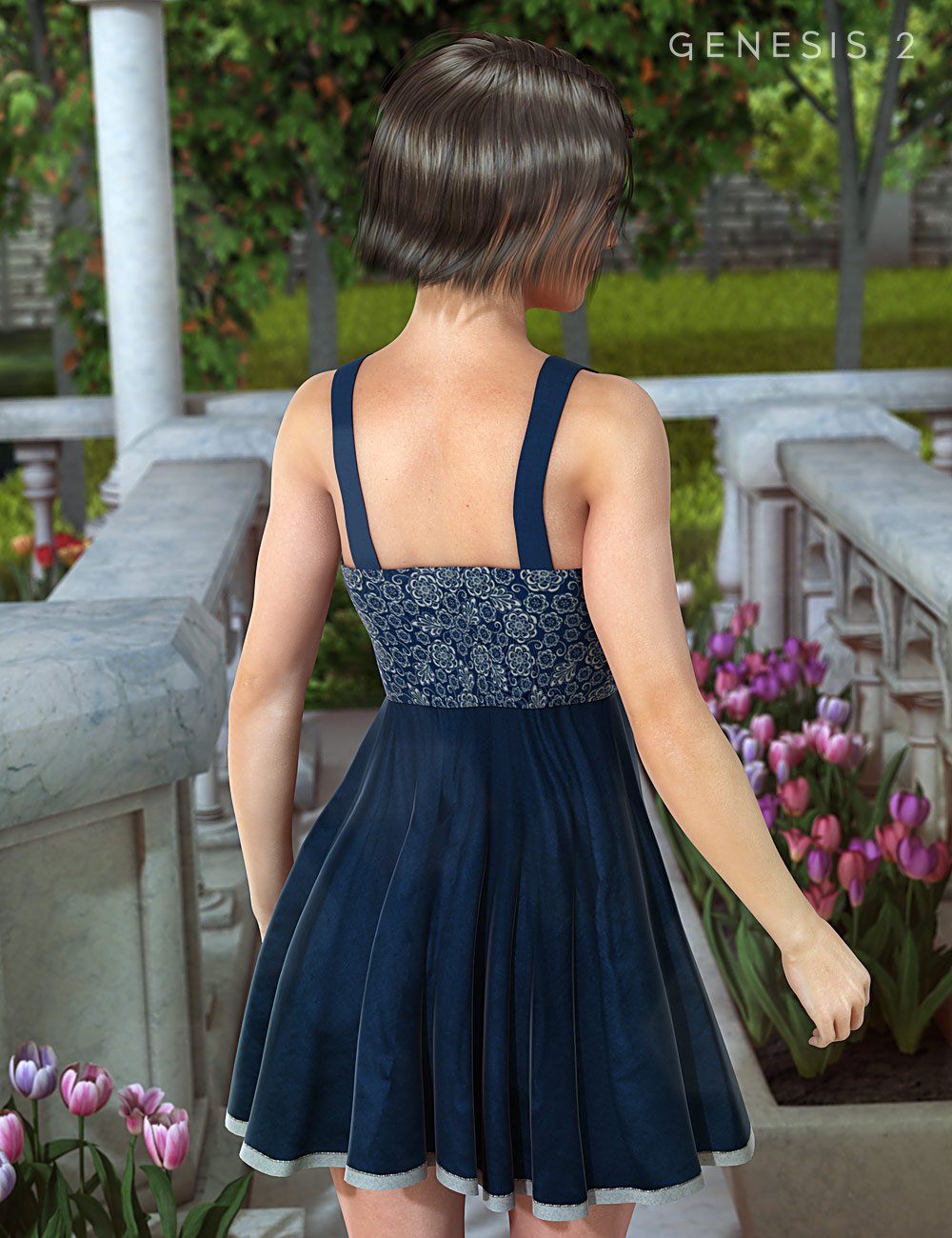 Garden Party Dress by: SarsaXena, 3D Models by Daz 3D