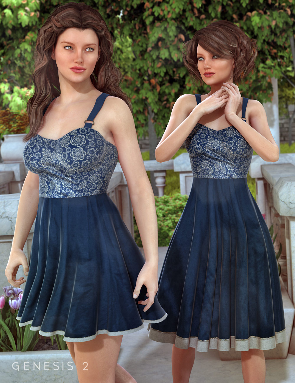 Garden Party Dress by: SarsaXena, 3D Models by Daz 3D
