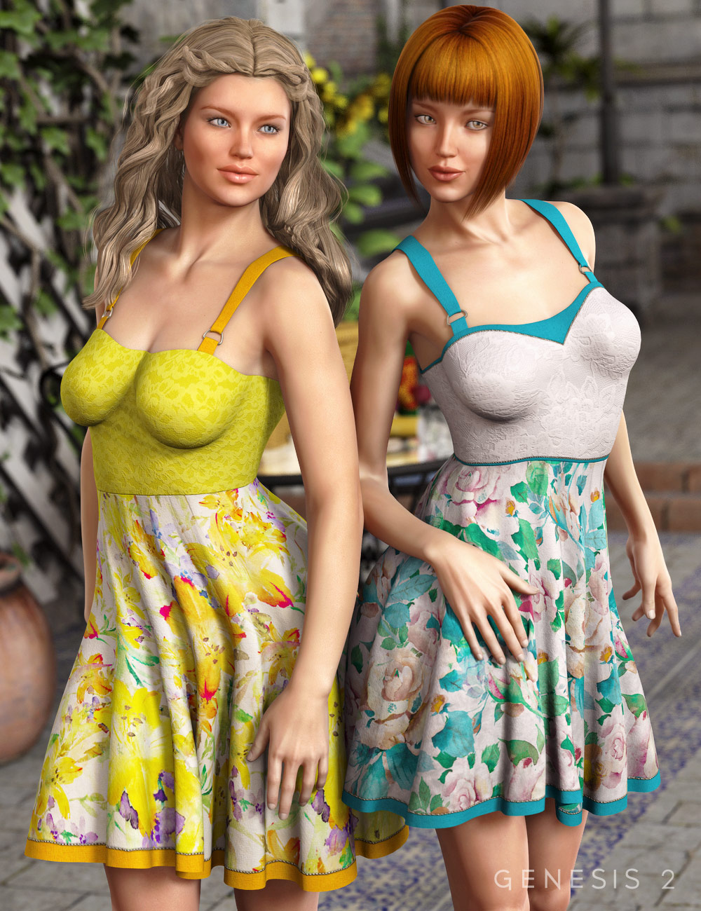 Garden Party Dress Textures by: Sarsa, 3D Models by Daz 3D