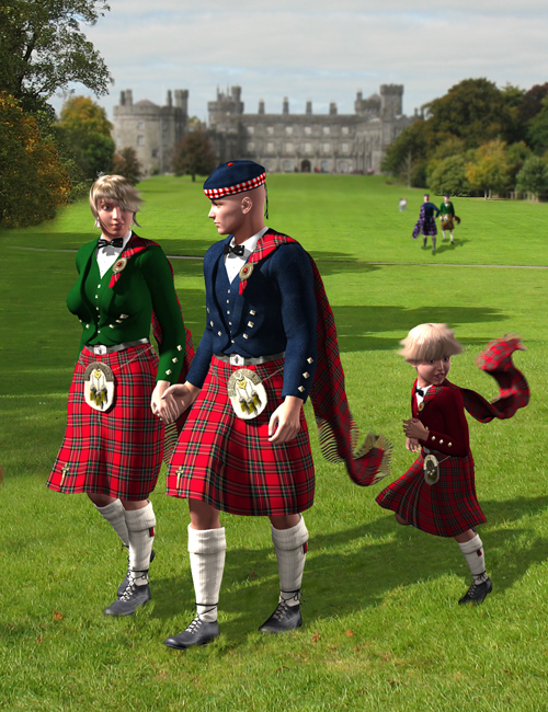 Scottish Kilts - Prince Charlie Outfit by: Meshitup, 3D Models by Daz 3D