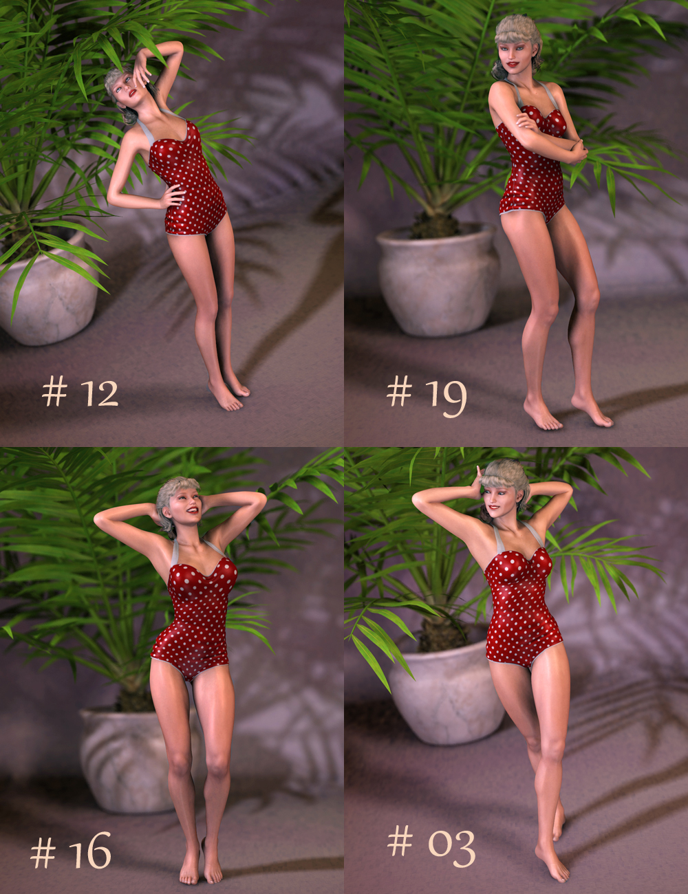 Classic Pin-Up Standing Poses for Victoria 6 by: FeralFey, 3D Models by Daz 3D