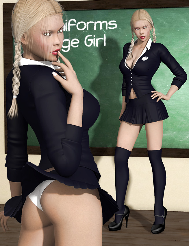 Hot Uniforms - College Girl by: Pretty3D, 3D Models by Daz 3D