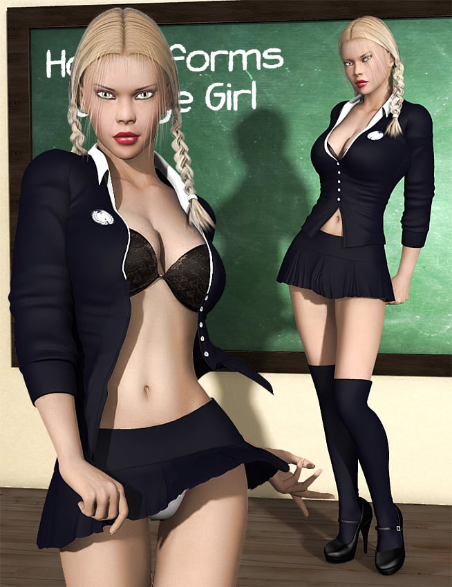 Hot Uniforms - College Girl by: Pretty3D, 3D Models by Daz 3D