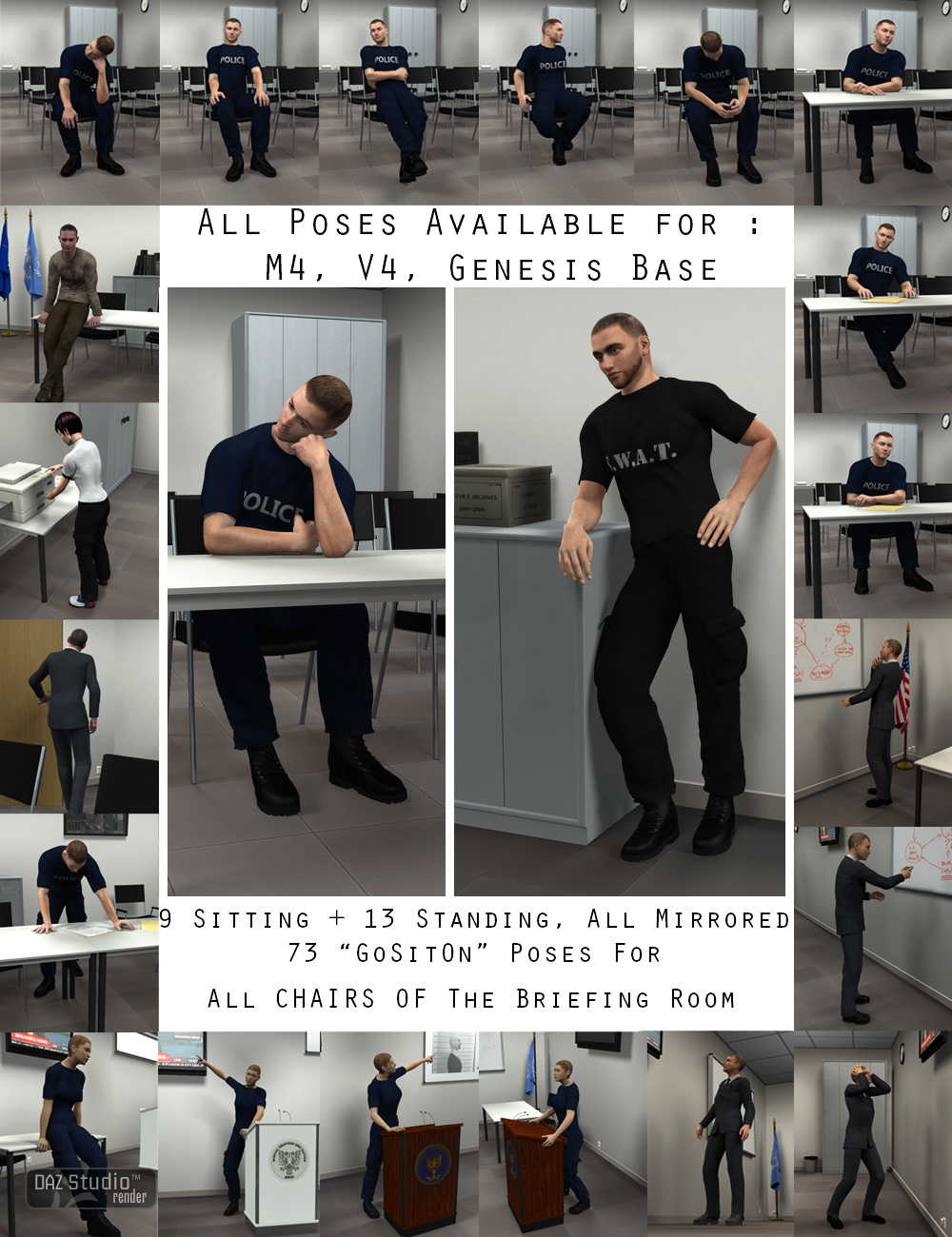 The Briefing Room Poses by: V3Digitimes, 3D Models by Daz 3D