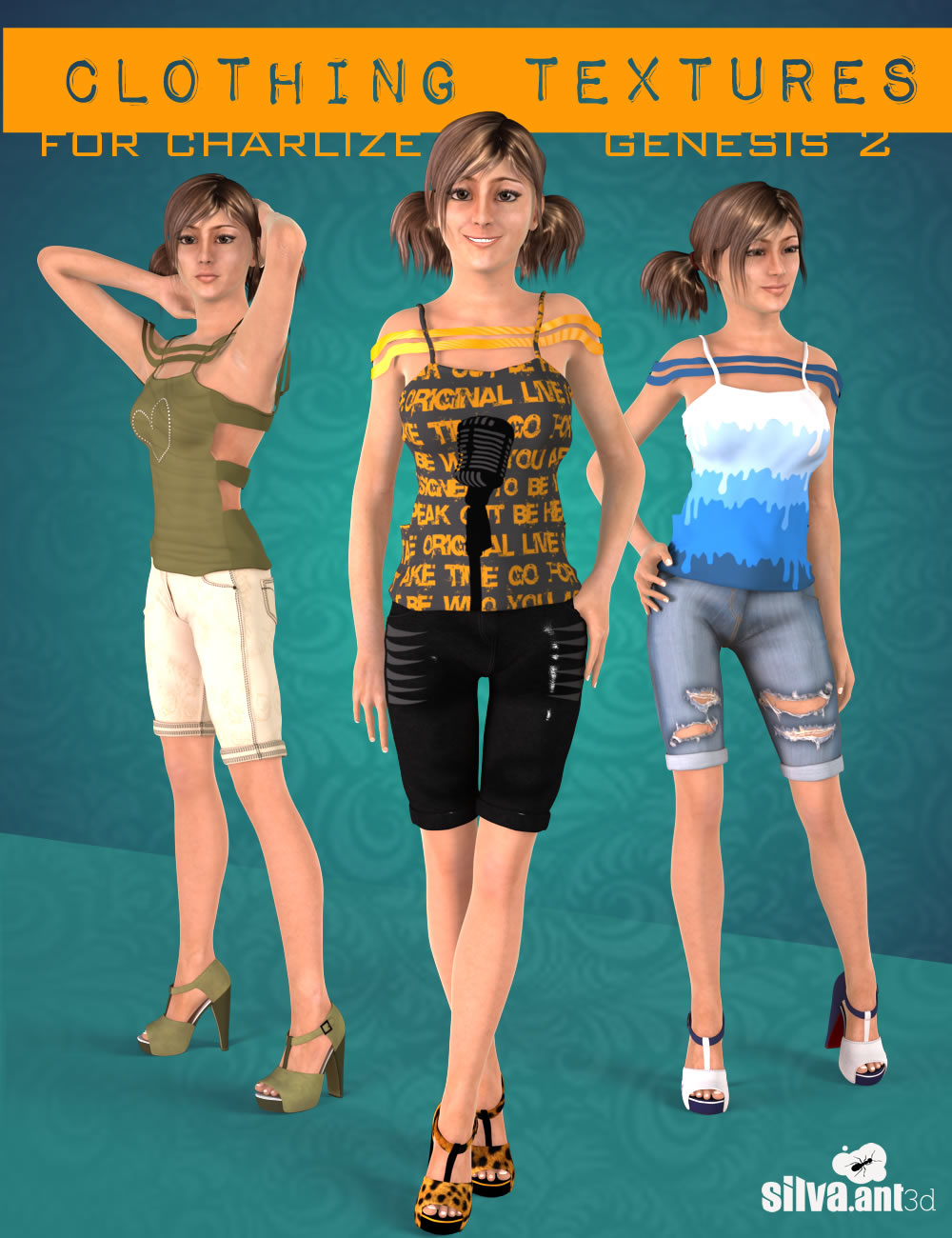 Clothing Textures for Charlize by: SilvaAnt3d, 3D Models by Daz 3D