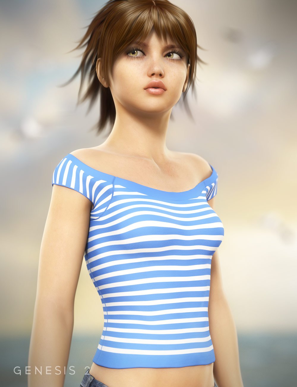 Foxy Stripe Shirt by: Karth, 3D Models by Daz 3D