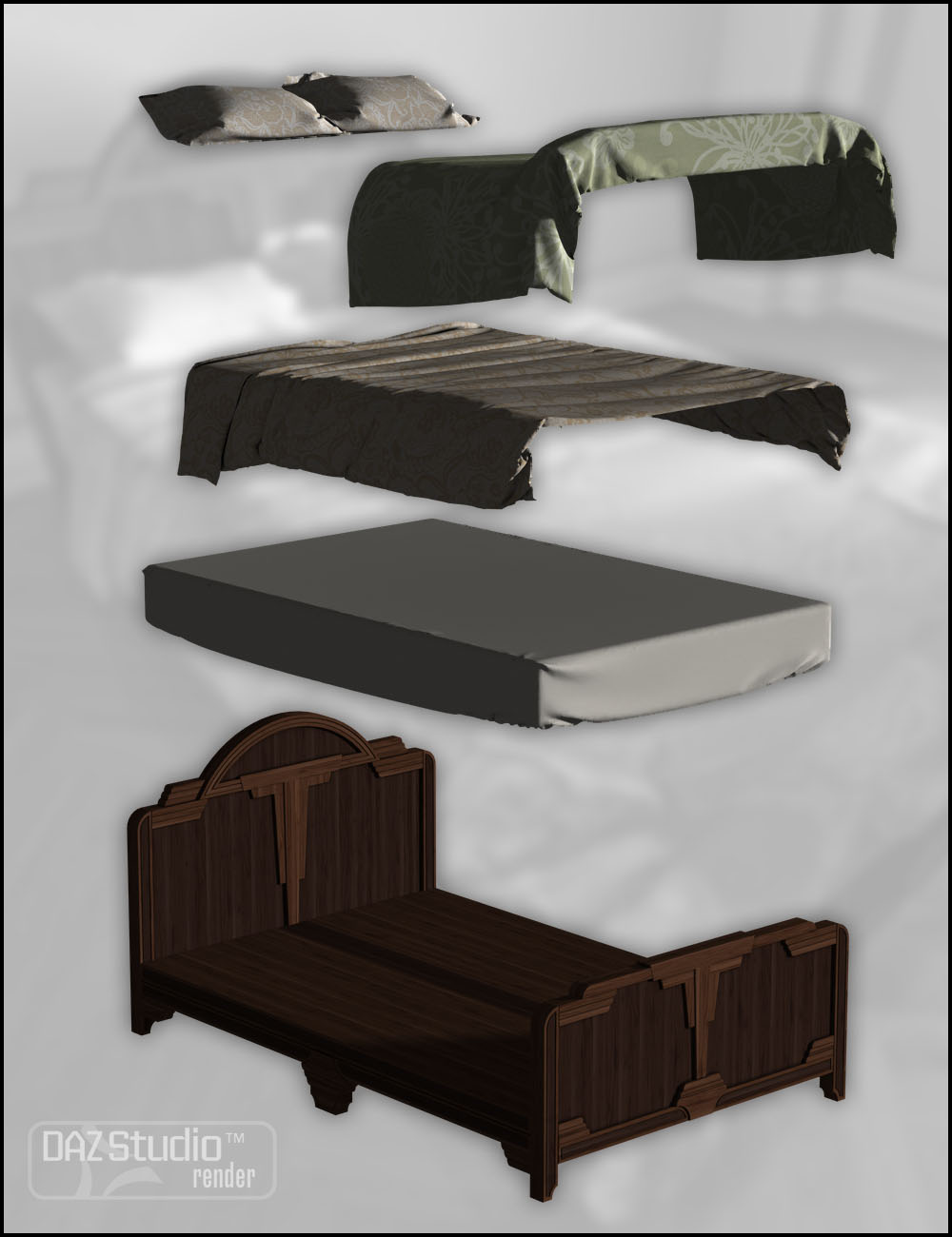 Deco Bed 1 by: Jack Tomalin, 3D Models by Daz 3D