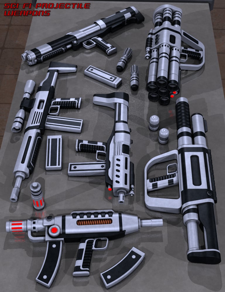 Sci Fi Projectile Weapons by: Nightshift3D, 3D Models by Daz 3D
