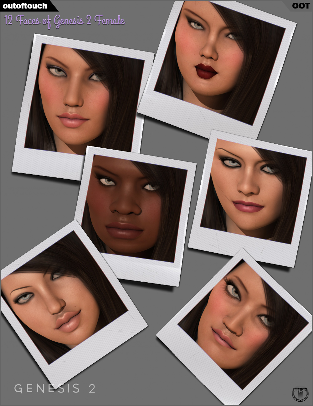 12 Faces of Genesis 2 Female(s) by: outoftouch, 3D Models by Daz 3D